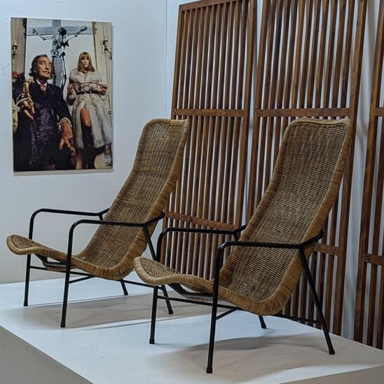 Dirk Van Sliedregt pair of rattan chairs