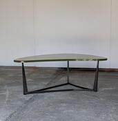 Saint Gobain glass top brutalist coffee table