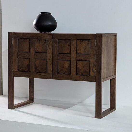 small 1970s oak cabinet