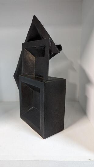 Tall 1980s graphic black ceramic