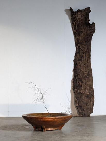 Tall wooden bowl